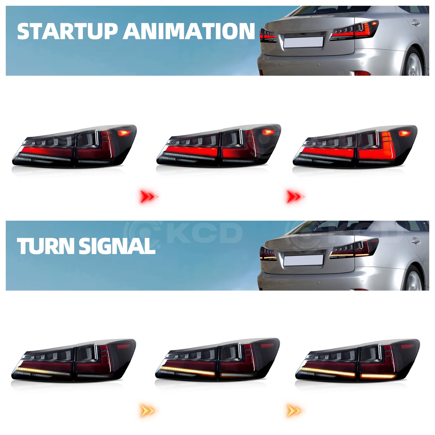 Archaic LED Taillight Assembly For Lexus IS250 2006-2012 Sequential Turn Signal
