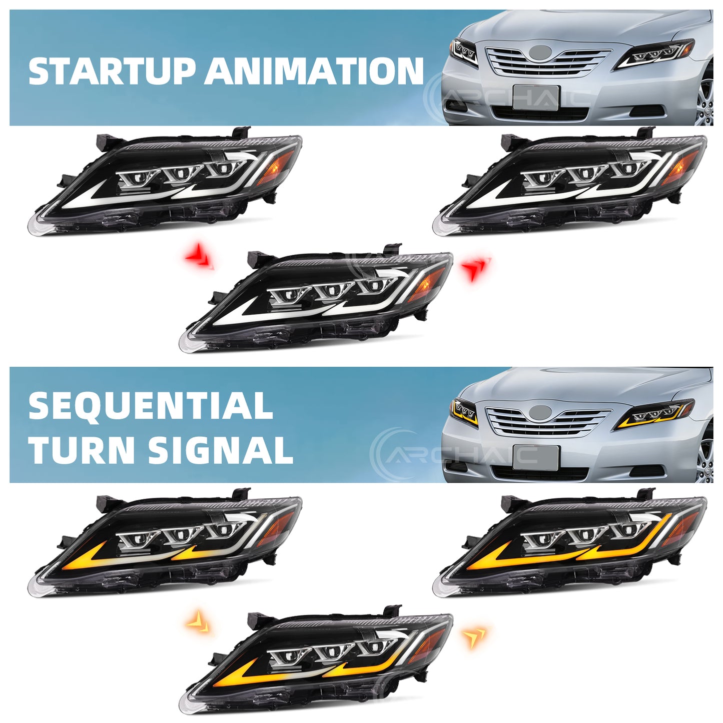 Pair LED Headlights For Toyota Camry XV40 facelift 2010 2011 facelift,only for US version