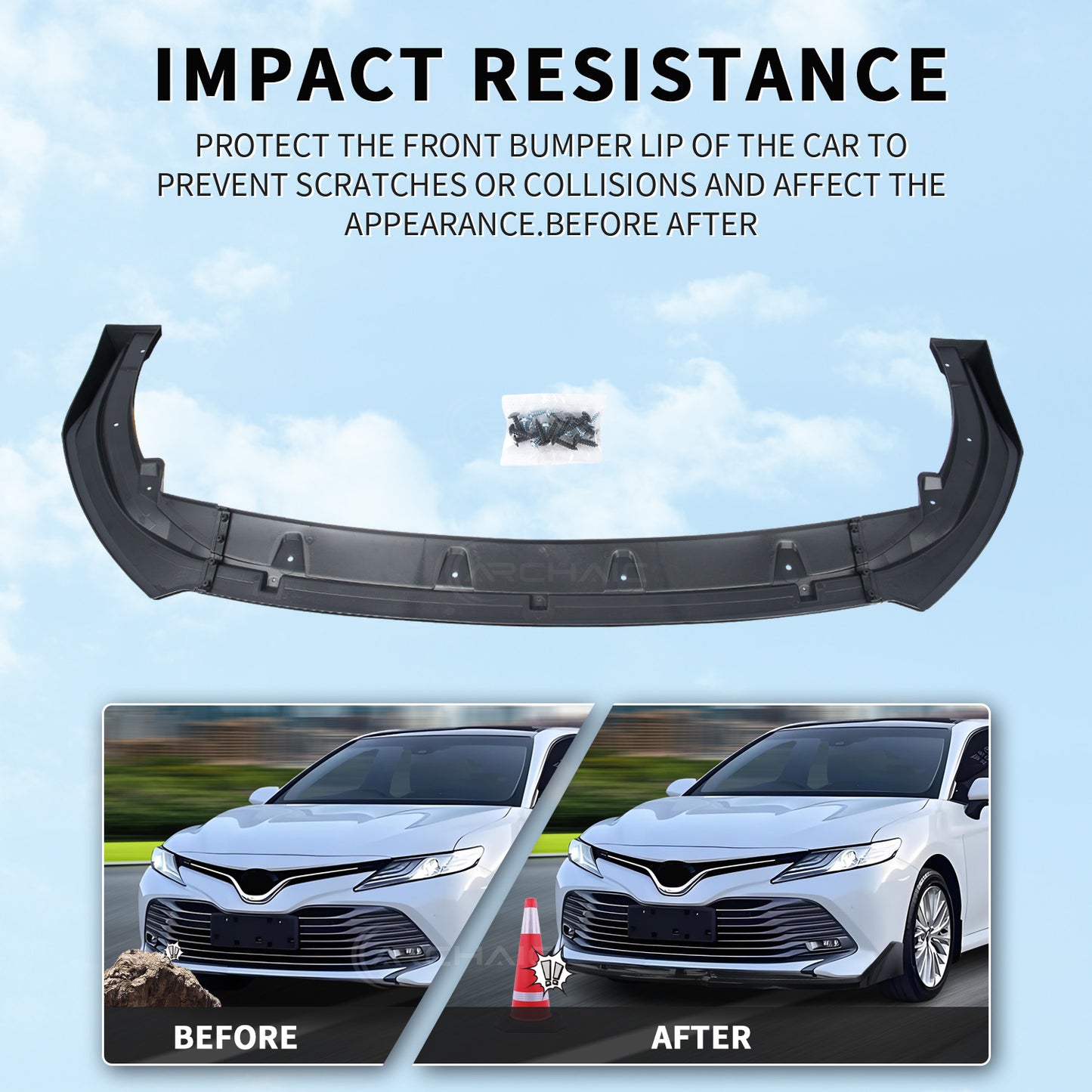 Archaic Front Bumper Lower Lip For Toyota Camry Hybrid 2018 2019 2020