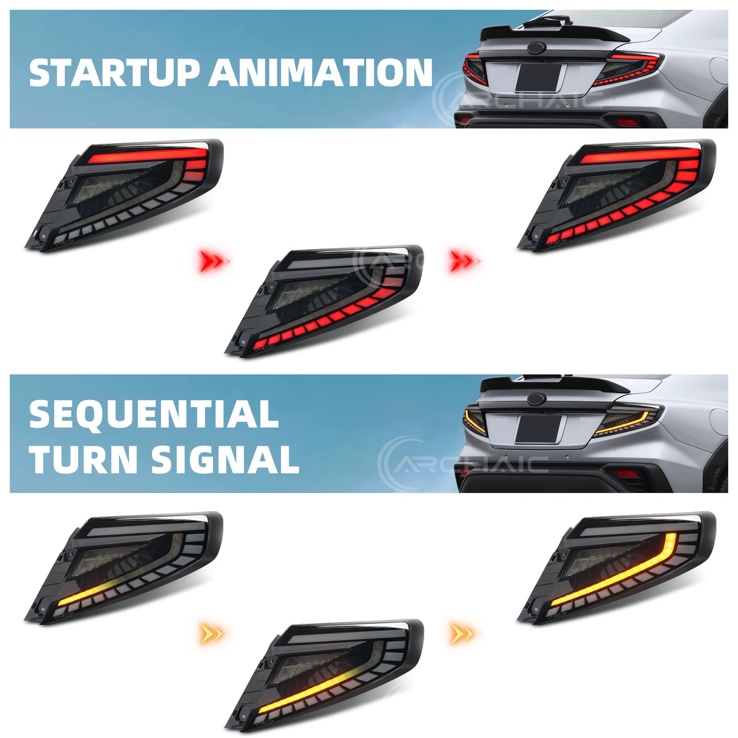 LED Tail Lights for Subaru WRX VB 2022–2026 | Dynamic Startup Animation & Sequential Turn Signals