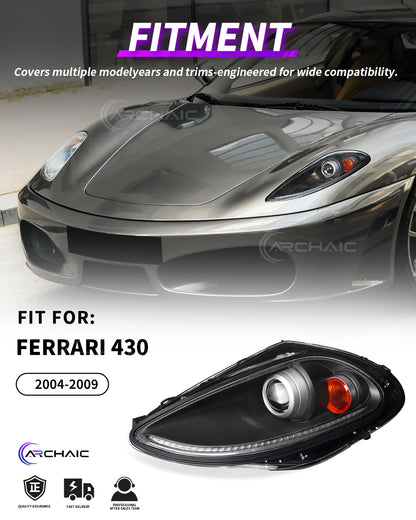 Bi-Xenon Headlights for Ferrari F430 2005-2010 | Real Carbon Fiber OEM+ Upgrade,with E-mark