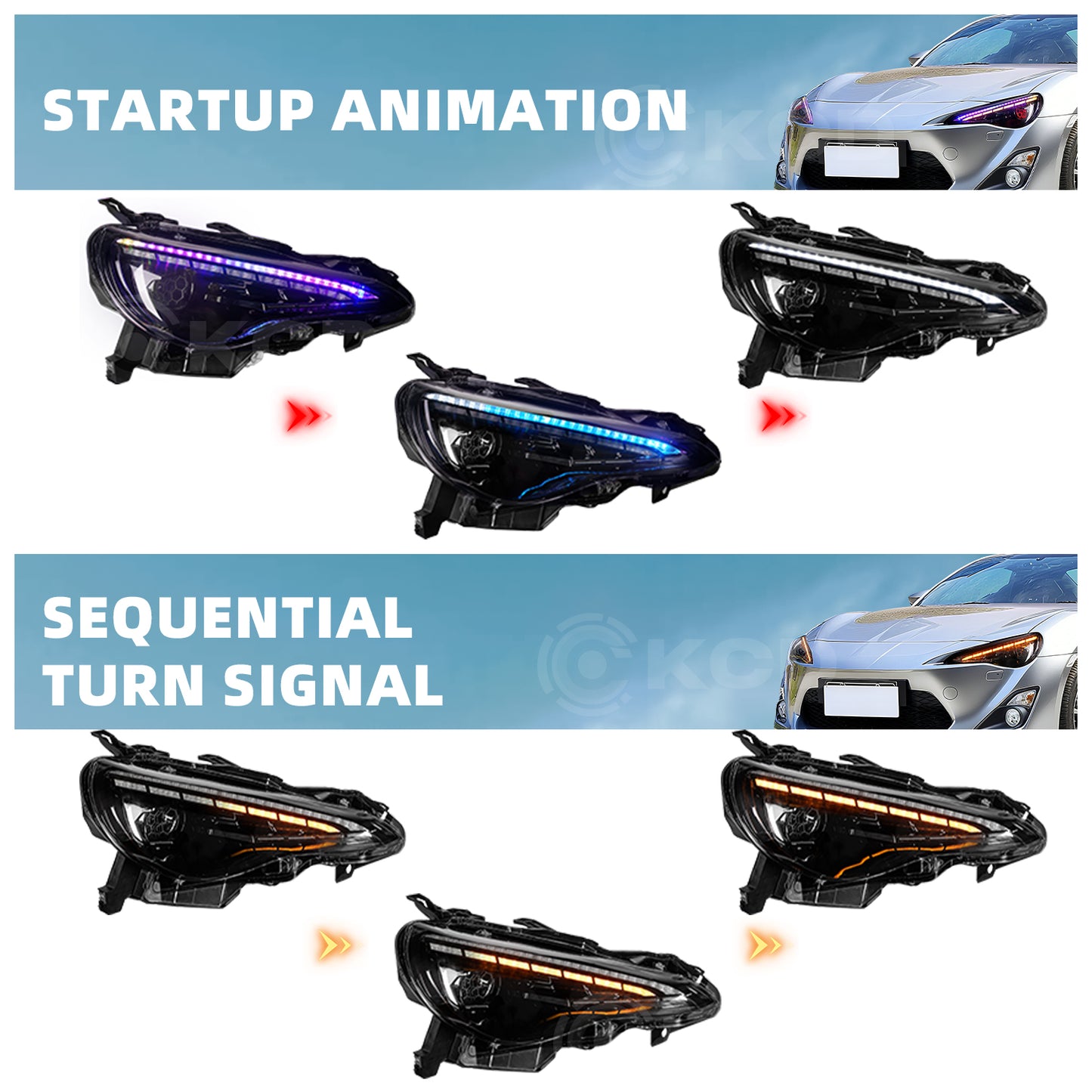 RGB Headlight For 2012-2016 Scion FR-S 2012-2021 Toyota 86 2013-2021 Subaru BRZ