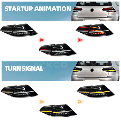 Archaic LED Taillight Assembly For VW Golf 7/7.5 2013-2019 Startup Animation