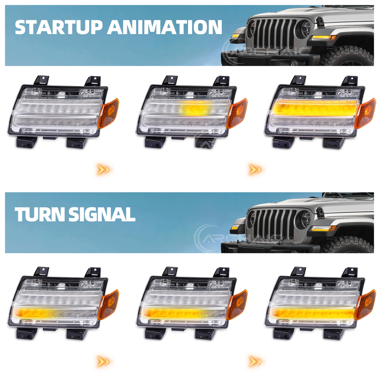 LED Fender Flare Turn Signal Lights for Jeep Wrangler JL Gladiator JT | Sequential Dynamic Amber Marker Lights