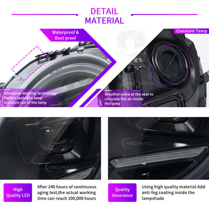 Archaic LED Headlight Assembly For Mini Cooper F56 F55 F57 2014-2024 Clubman F54