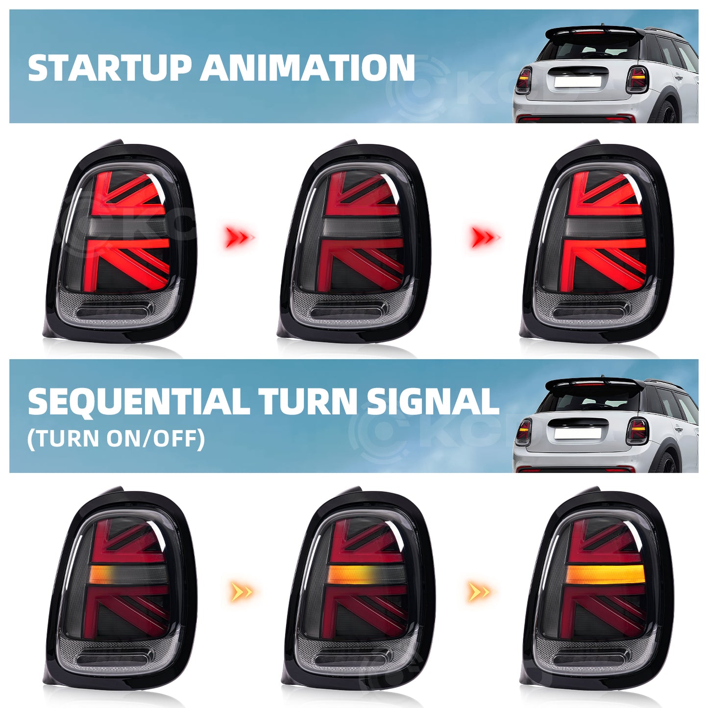 Archaic LED Taillight Assembly For Mini Cooper F55 F56 F57 2014-2024 Sequential Turn Signal