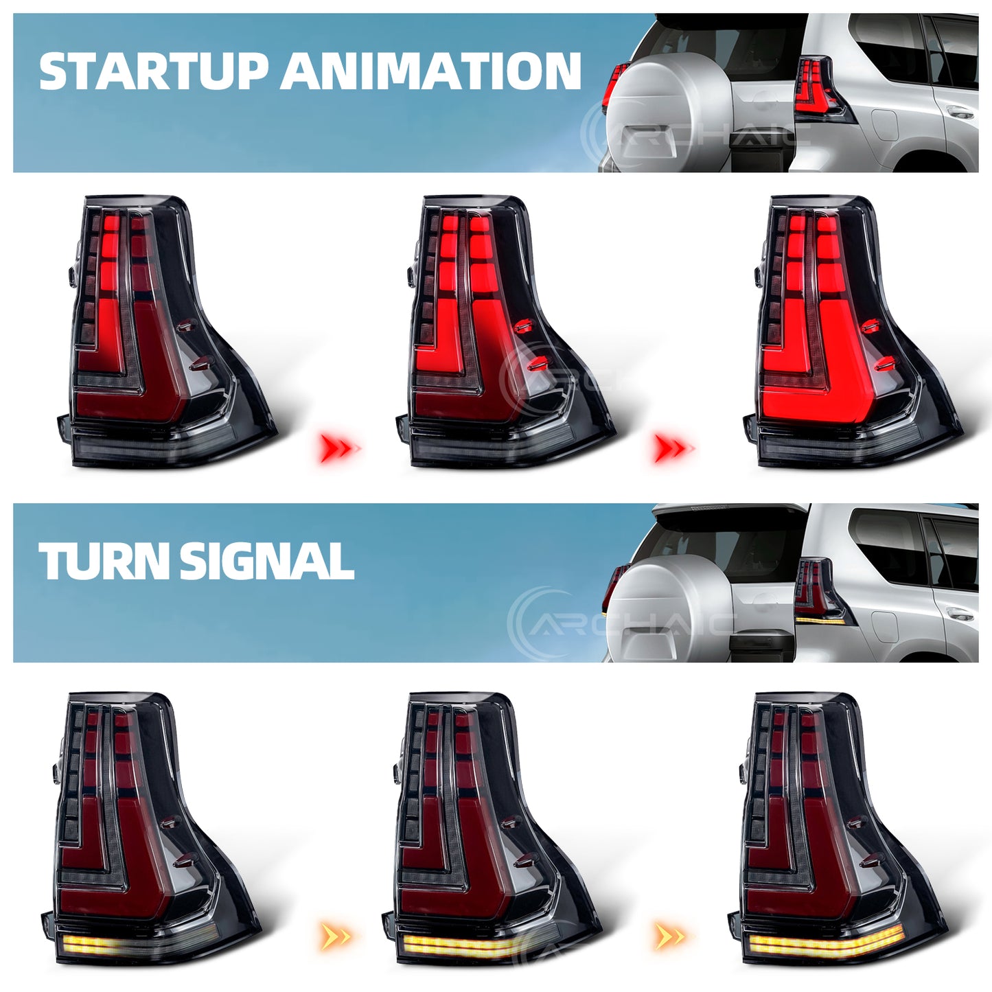 LED Tail Lights Assembly for Lexus GX460 & Toyota Land Cruiser Prado 2010–2023 | Rear Lamp Upgrade