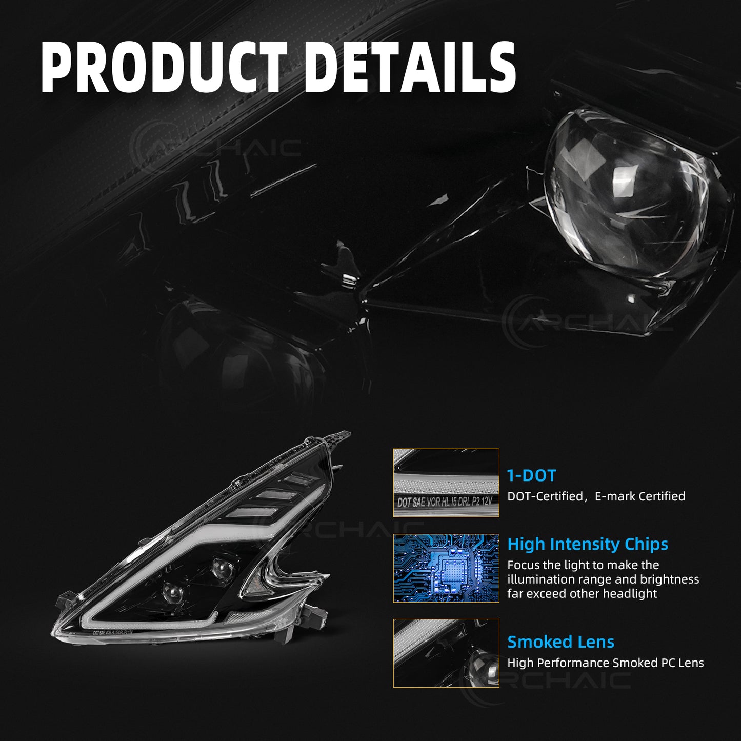 Full LED Headlights Assembly for 2008-2020 Nissan 370Z Fairlady Z34 | Sequential Turn Signal