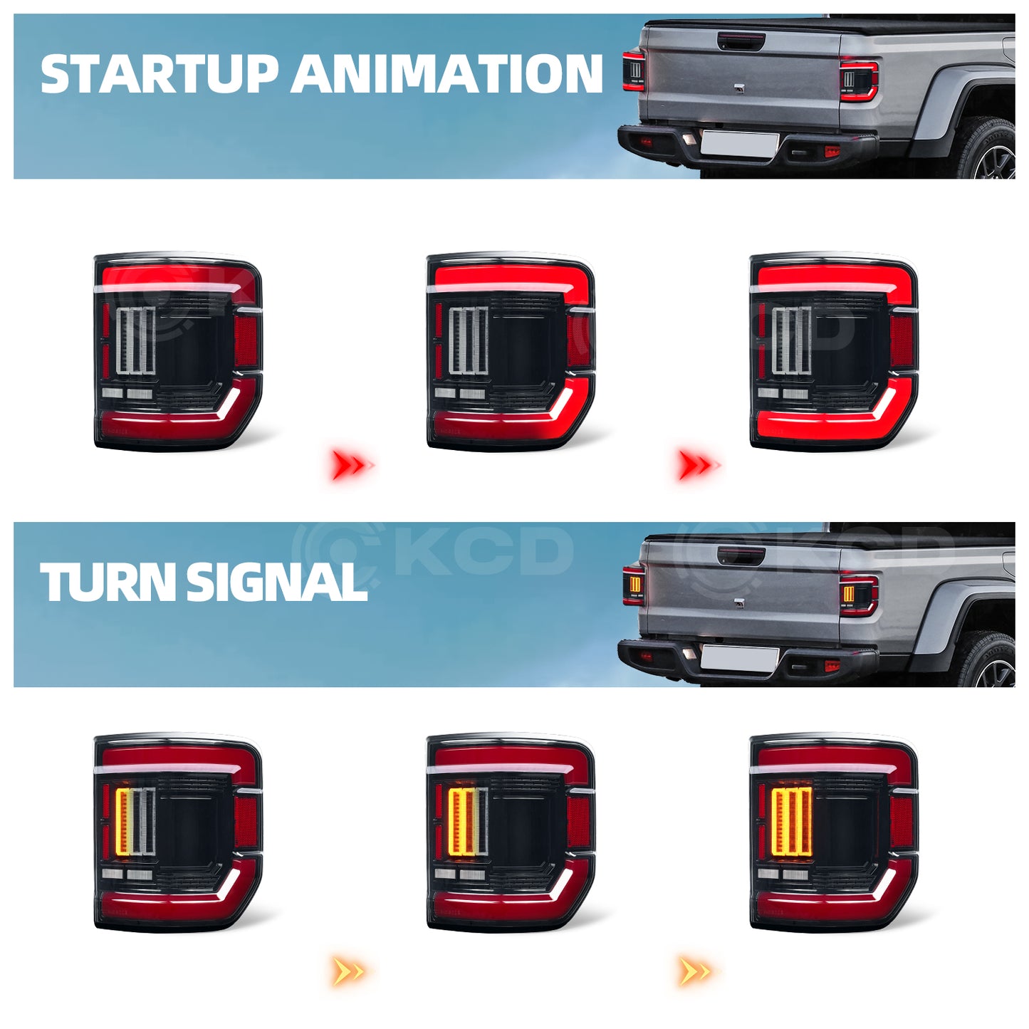 Archaic LED Taillight Assembly For Jeep Gladiator Sport S 2020-2026