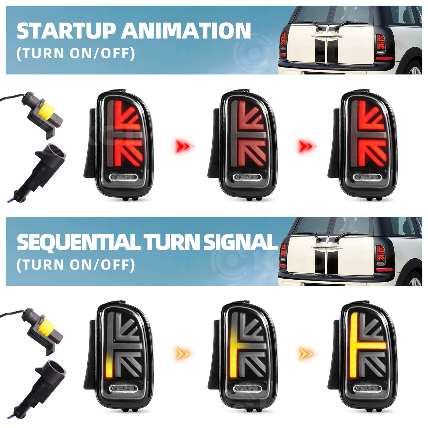 Archaic LED Tail Lights Assembly For Mini Clubman Cooper R55 JCW 2007-2014