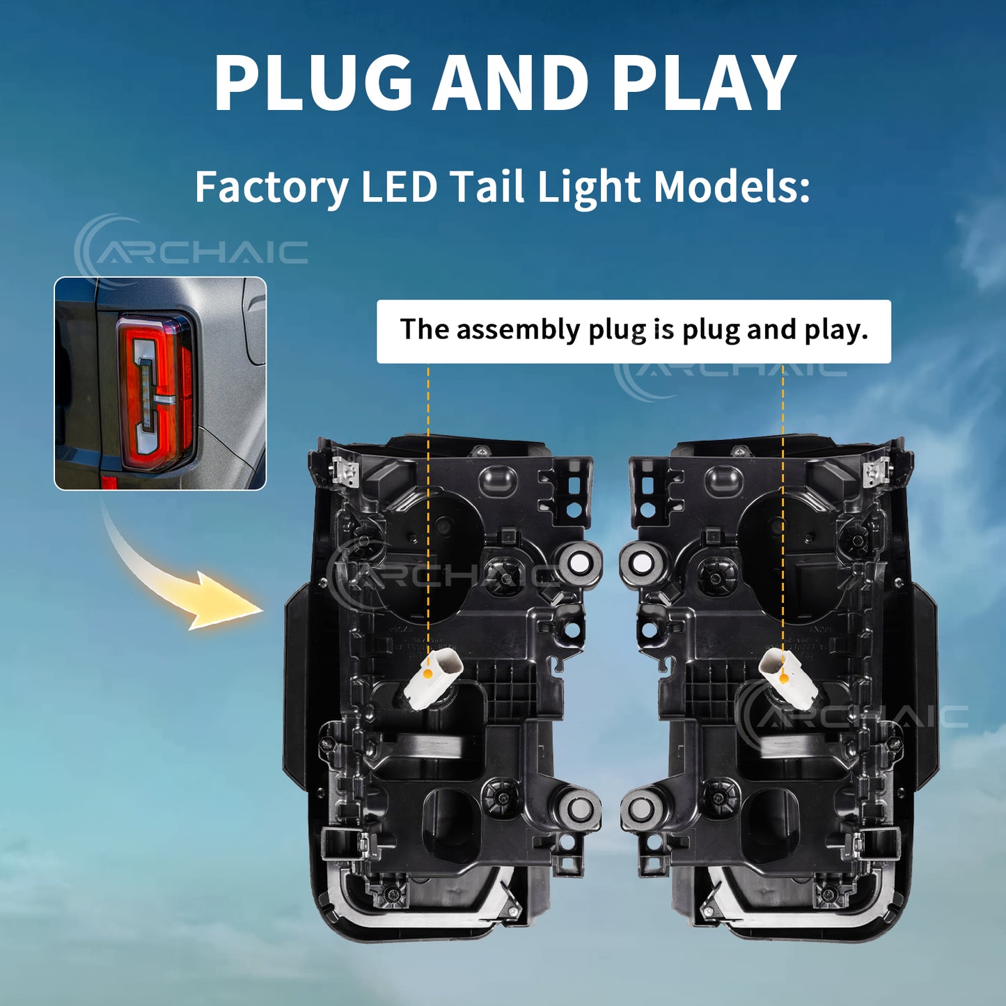 Archaic Full LED Tail Lights for Ford Bronco 2021–Up | Sequential Turn Signals
