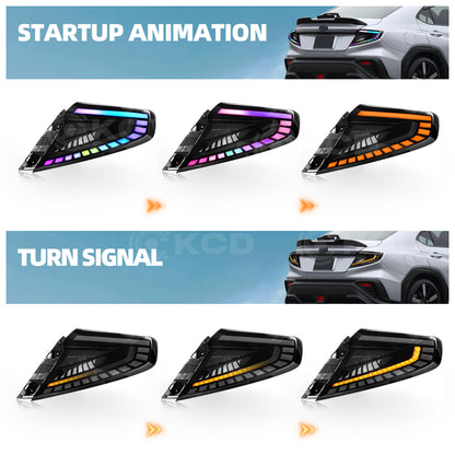 RGB LED Tail Lights Assembly for 2022-2025 Subaru WRX VB, APP Controlled Dynamic Rear Lamps, Plug & Play (Pair)