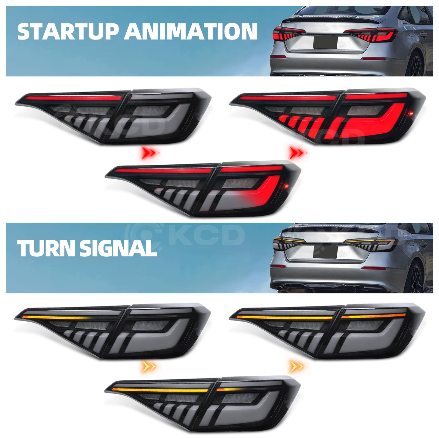 Archaic LED Tail Lights Assembly For 2022-2025 11th Gen Honda Civic 4-Door Sedan (Will NOT Fit Hatchback / Type-R FL5)