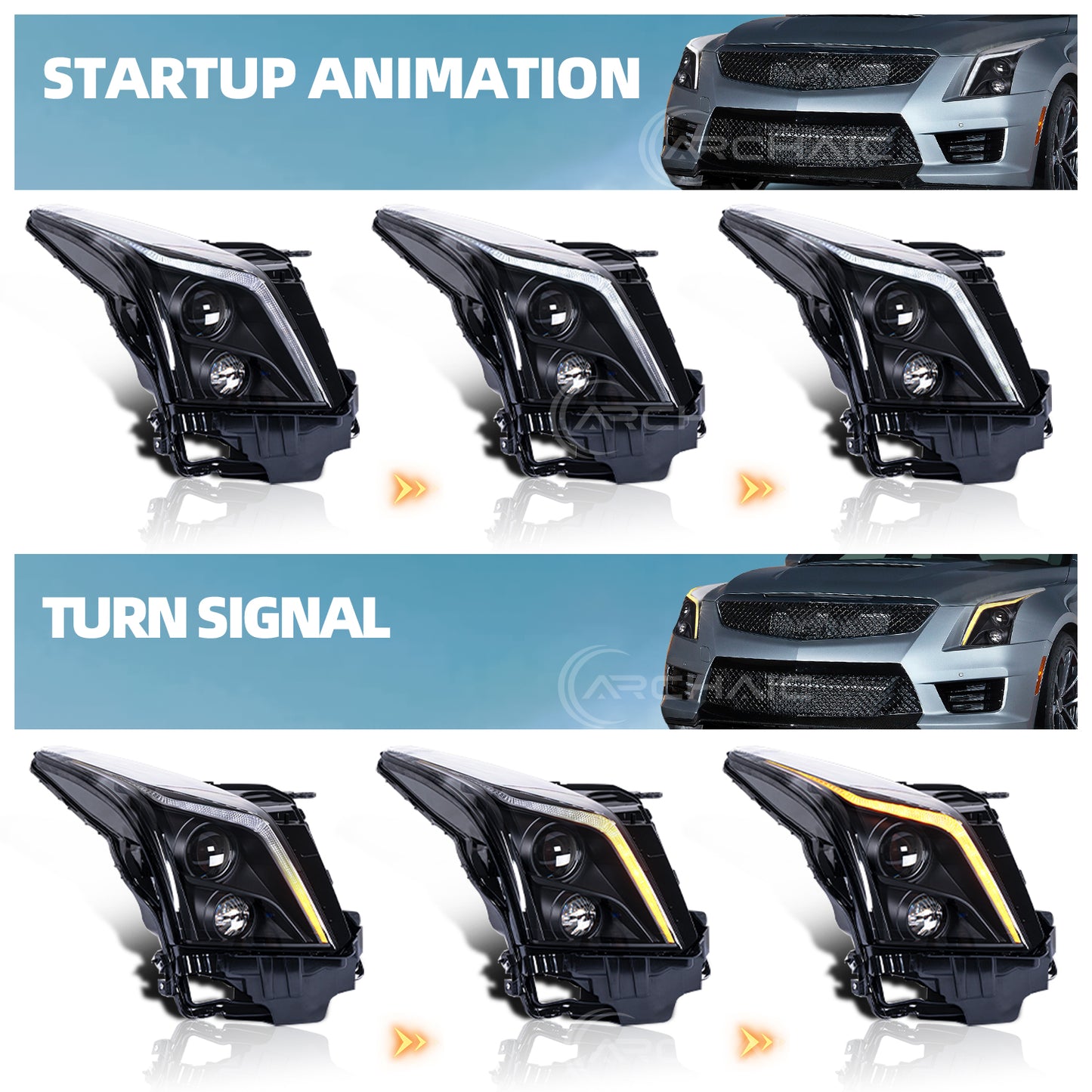 Archaic LED Headlight Assembly For Cadillac ATS 2013-2019