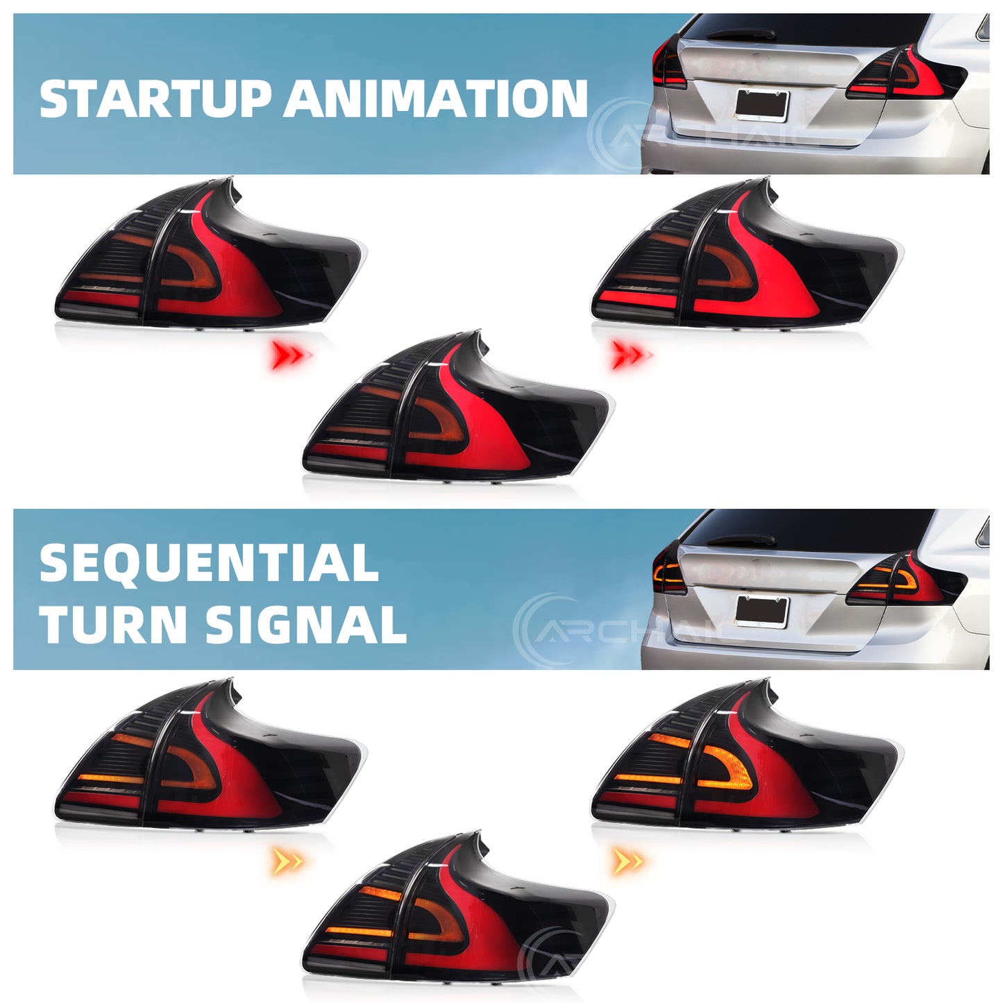 Pair LED Tail Lights Assembly For Toyota Venza AV10 2009-2015 Rear Lamps wih Startup Animation