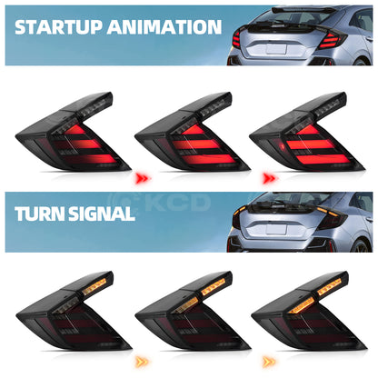 Archaic LED Tail Lights Assembly For 2016-2021 Honda Civic Hatchback & Type R (FK7/FK8) | Dynamic DRL & Sequential Turn Signals