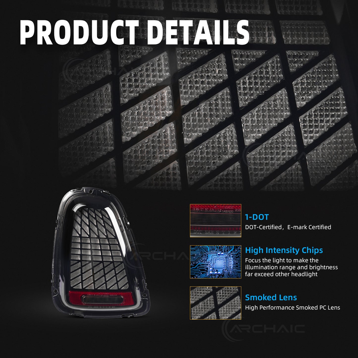 Archaic LED Tail Lights Assembly For Mini Cooper R56 R57 R58 R59 3 Models Startup Animation