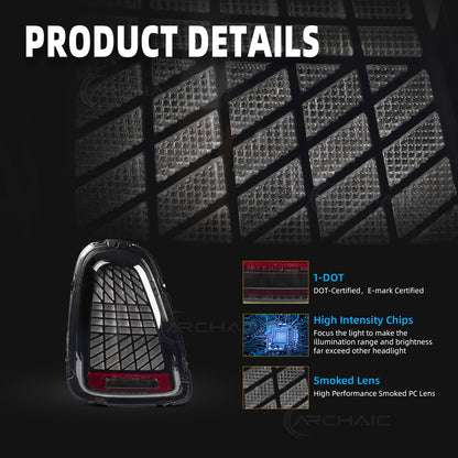 Archaic LED Tail Lights Assembly For Mini Cooper R56 R57 R58 R59 3 Models Startup Animation