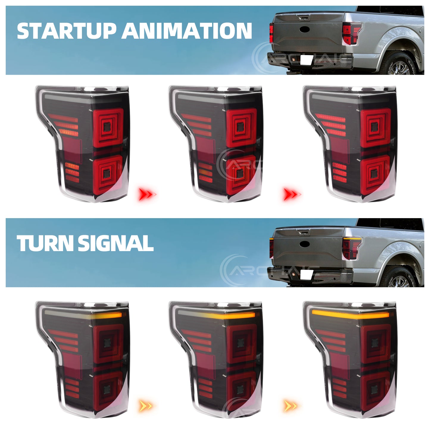 Archaic LED Tail Lights For Ford F150 Platinum/XLT/Limited 2015-2020,only for OE Halogen