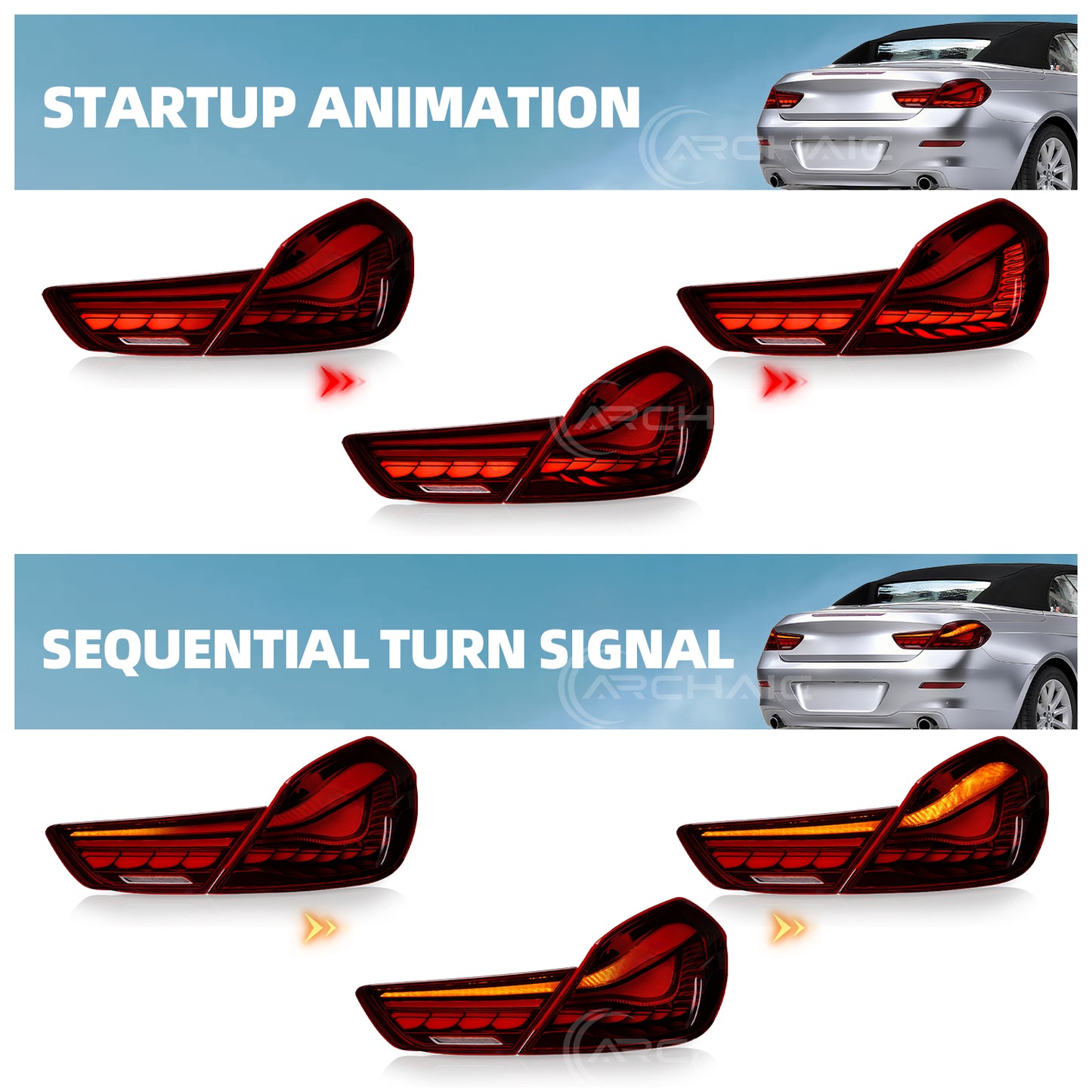 Archaic LED Tail lights for BMW 6 Series F06 F12 F13 M6 640i 650i Alpina B6 2012-2019