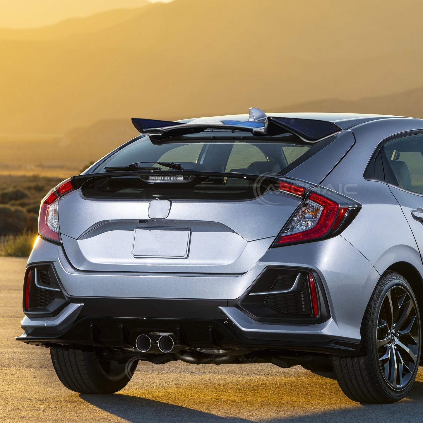 Archaic Rear Roof Spoiler Wing Black Glossy For Honda Civic Hatchback 2016-2021