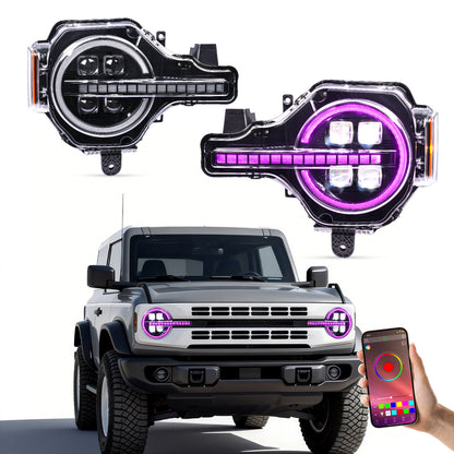 Archaic 4Lens Headlights Ford Bronco 2021-2026, DRL/Projector Lens Custom Light