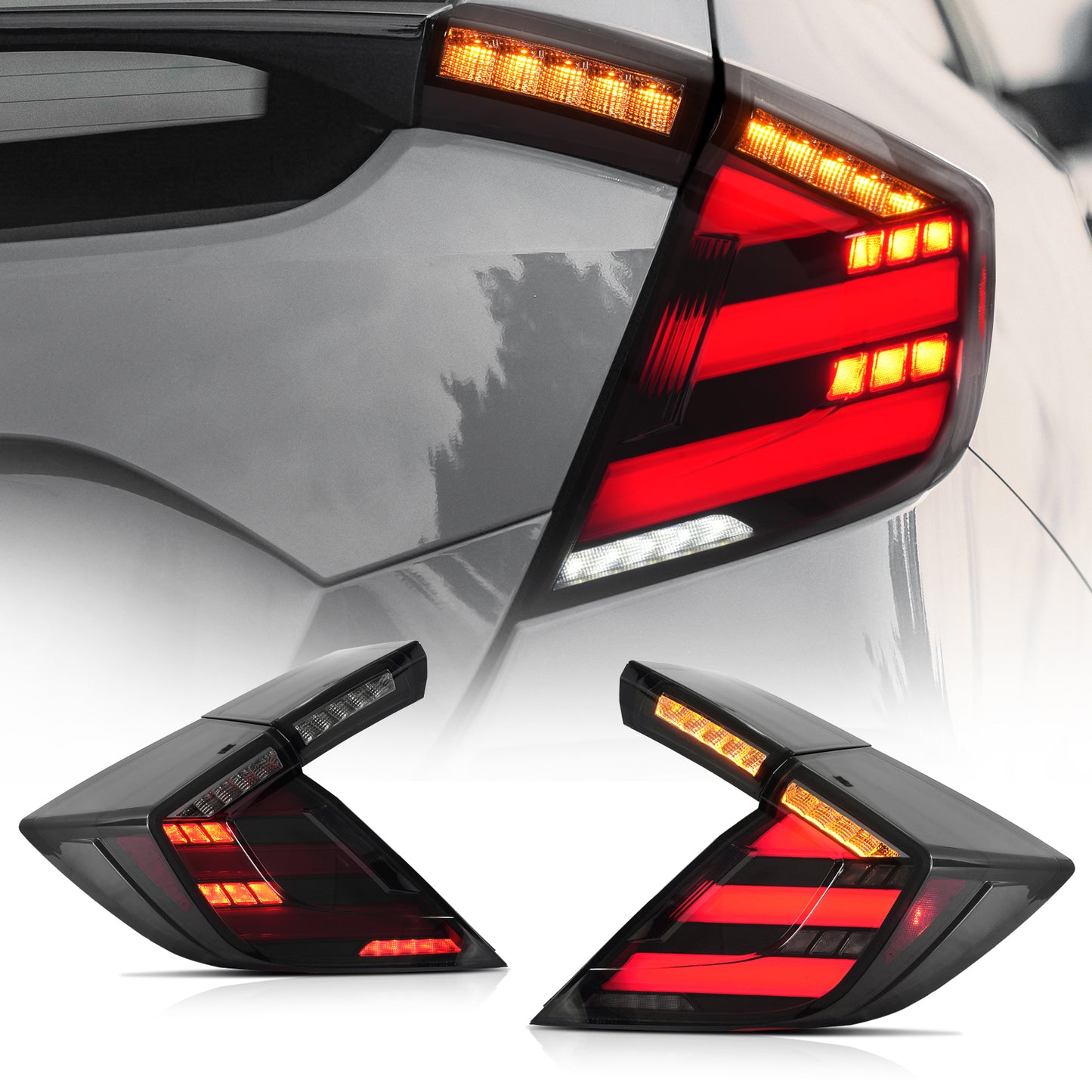 Archaic LED Tail Lights Assembly For 2016-2021 Honda Civic Hatchback & Type R (FK7/FK8) | Dynamic DRL & Sequential Turn Signals