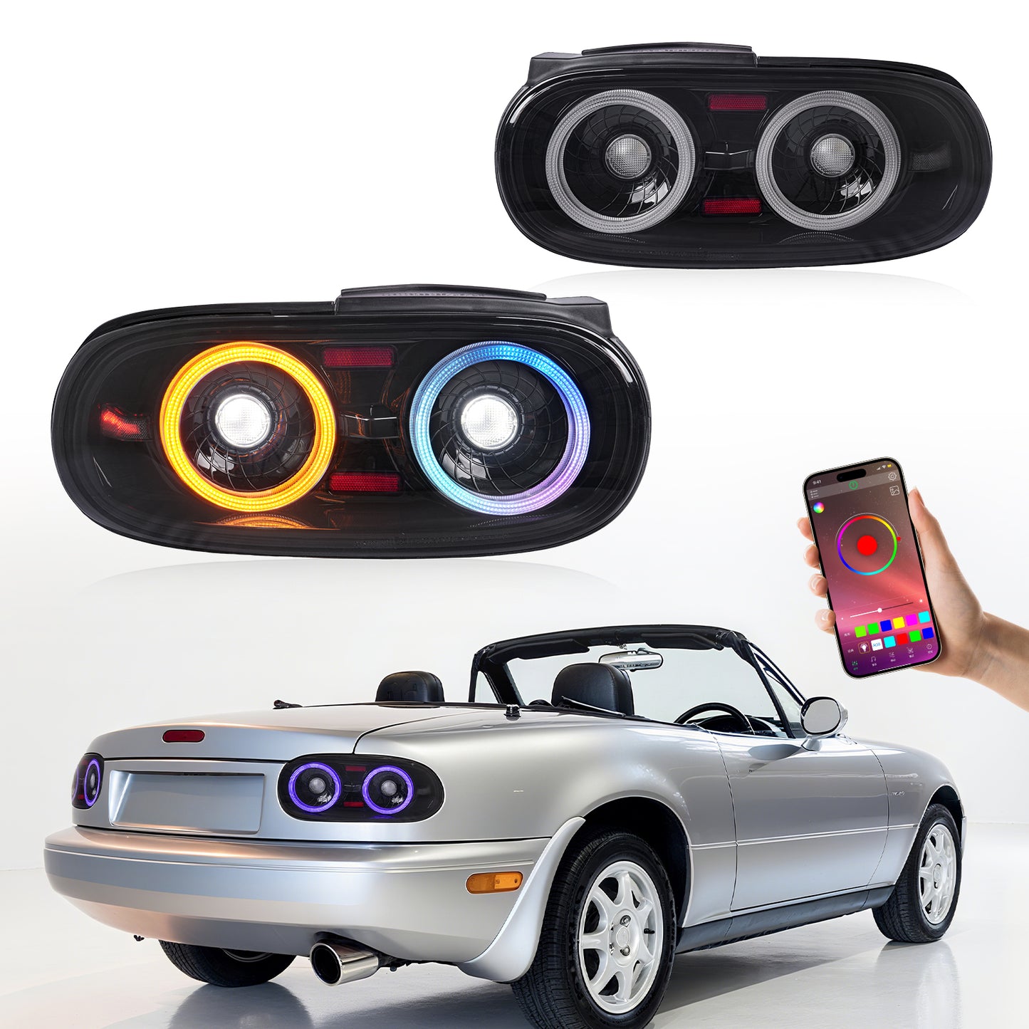 Archaic LED Tail Lights Assembly For Mazda MX-5 Miata NA 1990-1997 RGB Startup Animation