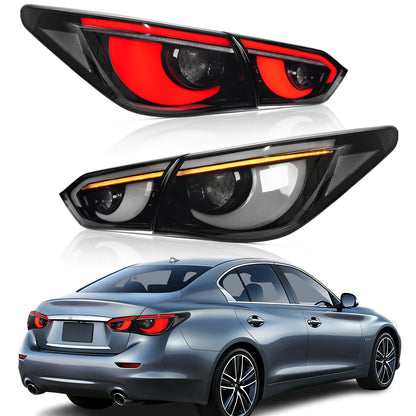 LED Tail Lights for Infiniti Q50 Sedan Skyline V37 2014-2017 | Sequential Turn Signals, Animated Startup, DRL Rear Lamp Assembly by Archaic
