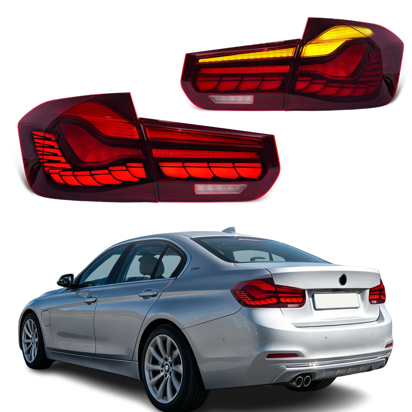 Archaic LED GTS Tail lights for BMW 3 Series F30 F80 M3 2013-2018,with Sequential Turn Signal and Startup Animation
