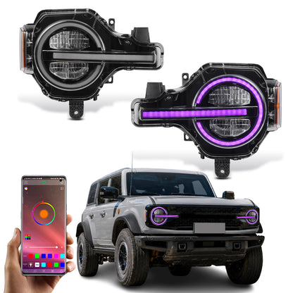 Reflector Headlights For 2021-2025 Ford Bronco,with Amber/White DRL and Startup Animation