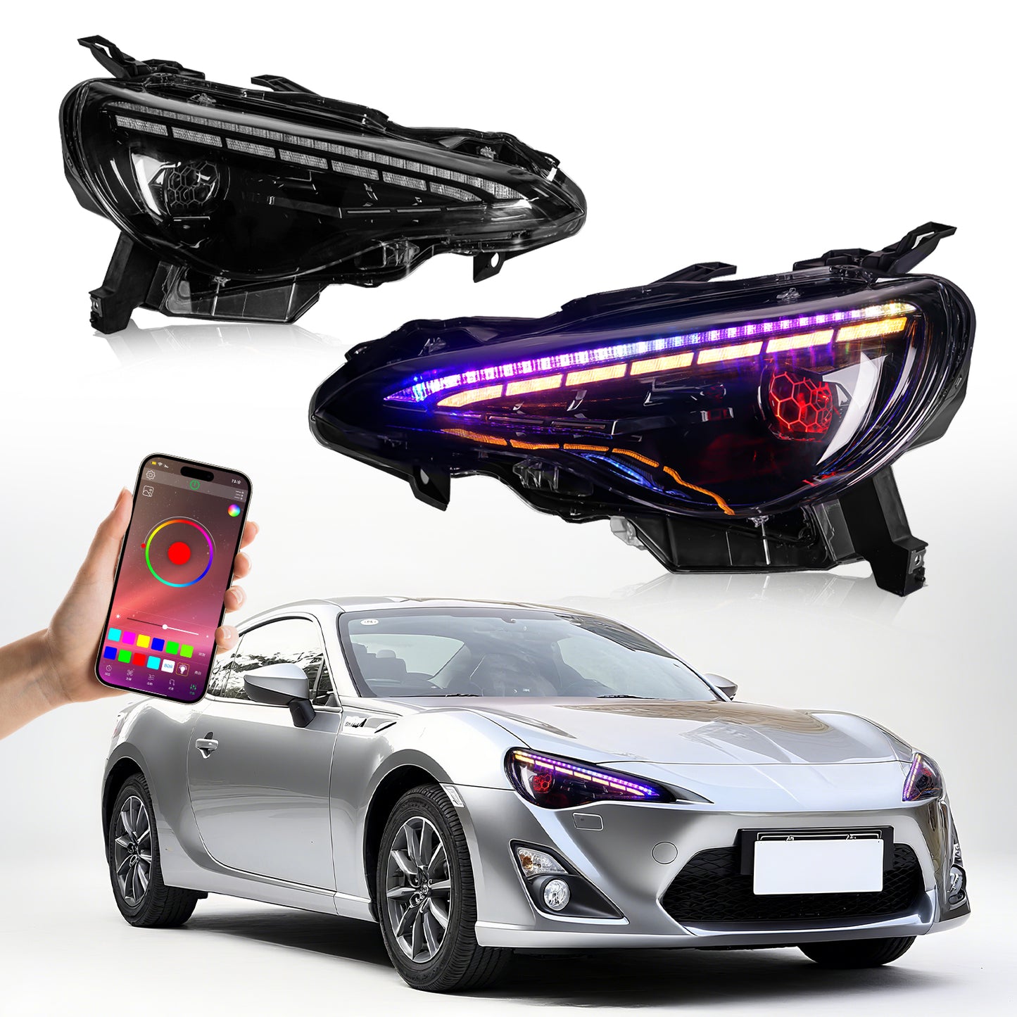 RGB Headlight For 2012-2016 Scion FR-S 2012-2021 Toyota 86 2013-2021 Subaru BRZ