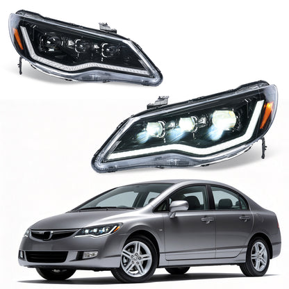 Archaic LED Headlights Assembly For 2006-2011 Honda Civic FD1 FD2 FD3 Sedan Type R | JDM Spec ONLY (NOT For USDM FA1/FA5 Models)