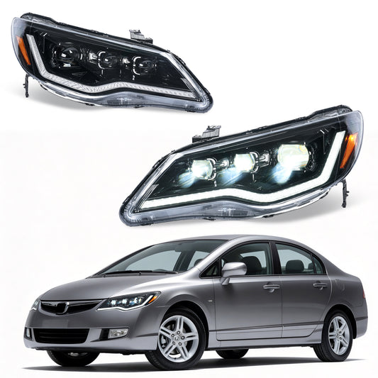 Archaic LED Headlights Assembly For 2006-2011 Honda Civic FD1 FD2 FD3 Sedan Type R | JDM Spec ONLY (NOT For USDM FA1/FA5 Models)