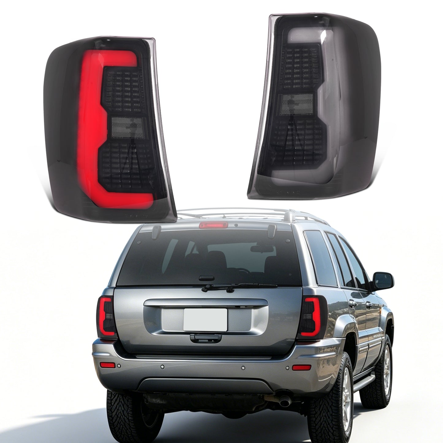 Pair LED Tail Lights Assembly For 1999-2004 Jeep Grand Cherokee Rear Brake Lamp