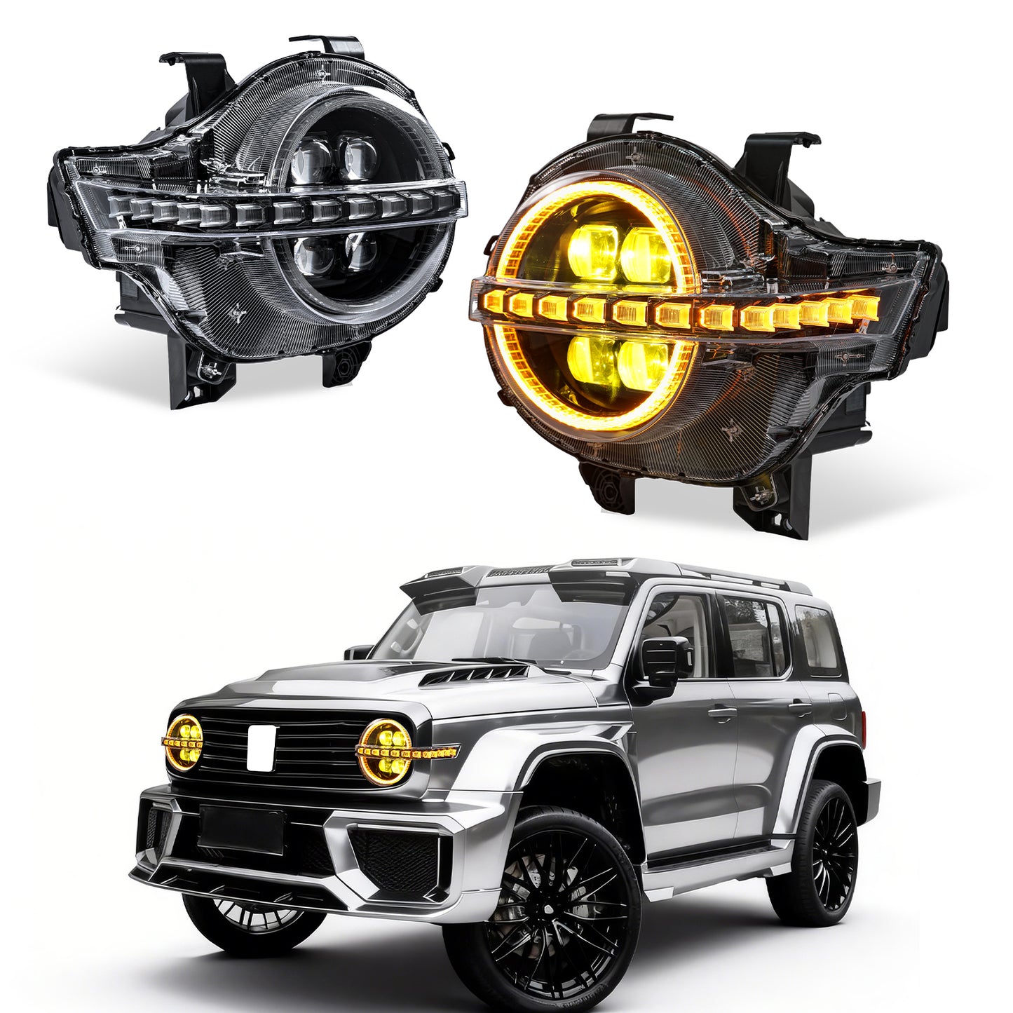 Archaic LED Headlight Assembly For GWM Tank300 2019-2025 White and Yellow DRL