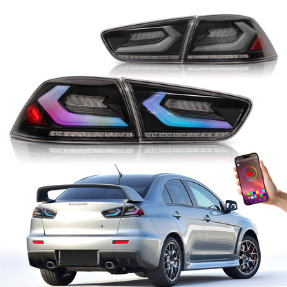 LED RGB Tail Lights for Mitsubishi Lancer & EVO X 2008-2020,Corvette Style Design
