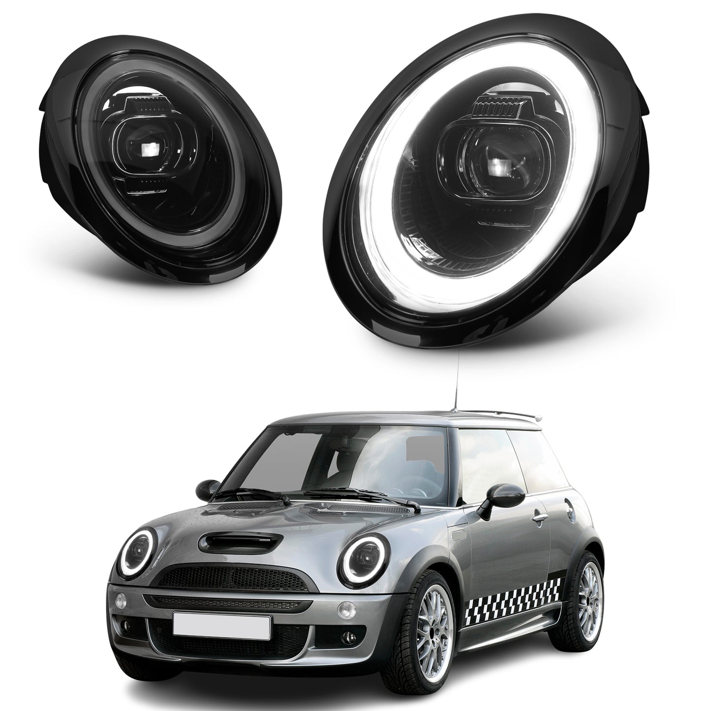 Archaic LED Headlights Assembly For Mini Cooper R50 2002-2008