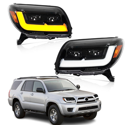 Pair LED Headlights For 2003-2009 Toyota 4Runner,Front Light w/LED Sequential Turn Signal
