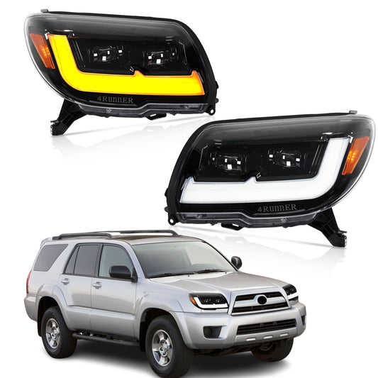 Pair LED Headlights For 2003-2009 Toyota 4Runner,Front Light w/LED Sequential Turn Signal