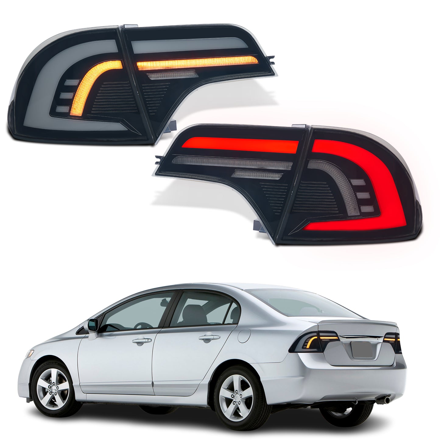 Archaic LED Tail Lights Assembly For 8th Gen Honda Civic Sedan 2006-2011