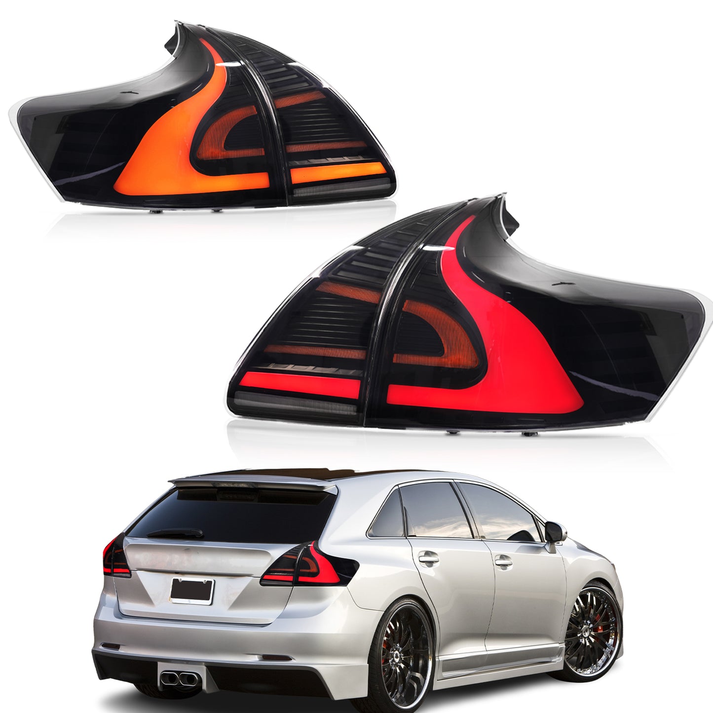 Pair LED Tail Lights Assembly For Toyota Venza AV10 2009-2015 Rear Lamps wih Startup Animation