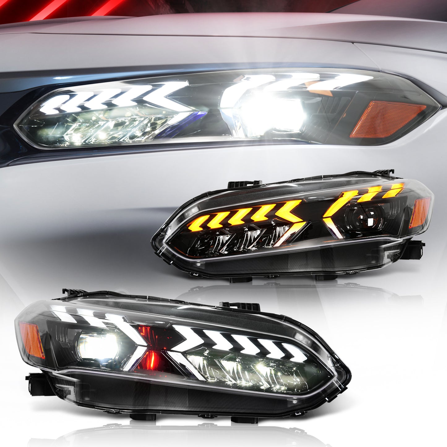 Retro-LED-Scheinwerfer für Honda Civic der 11. Generation (2022–2025) mit Startanimation und Tagfahrlicht
