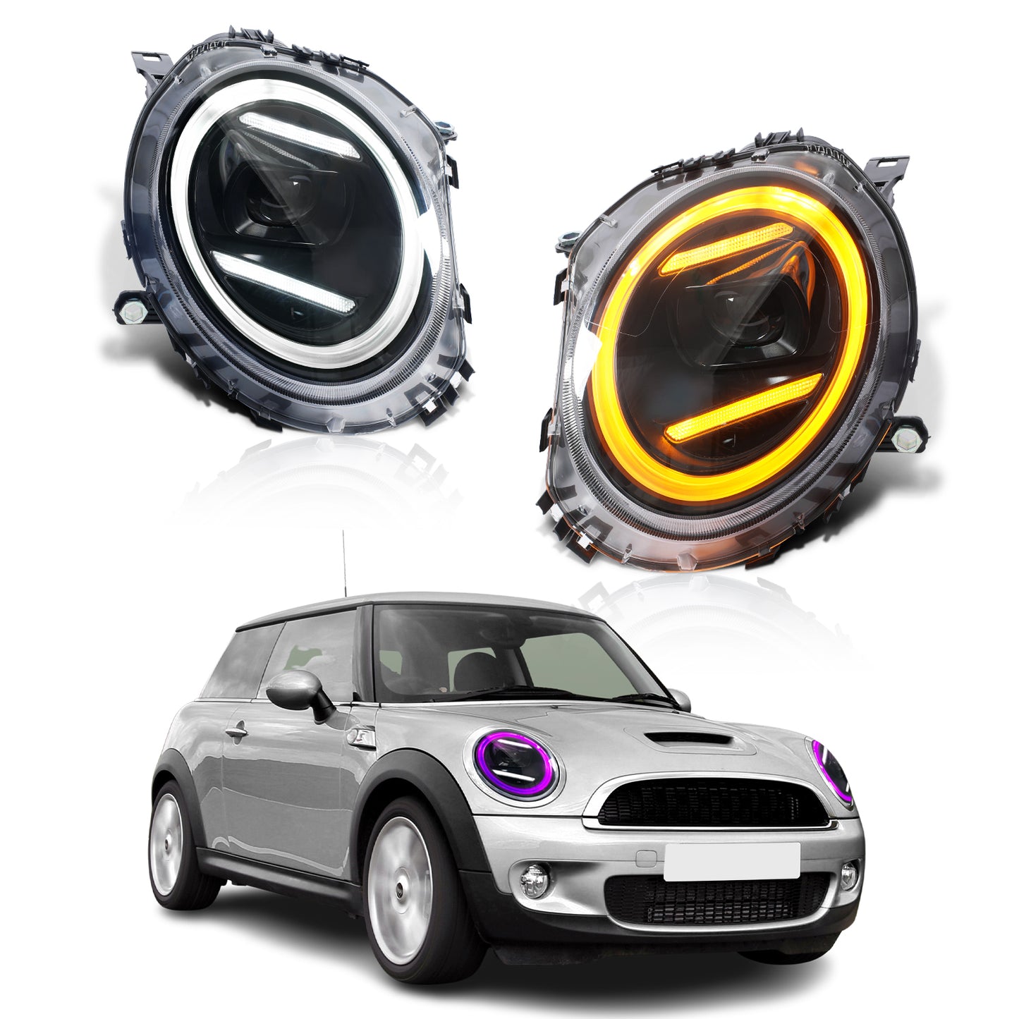 Archaic LED Headlight Assembly For Mini Cooper R55 R56 R57 R58 R59 2007-2015,J01 Style