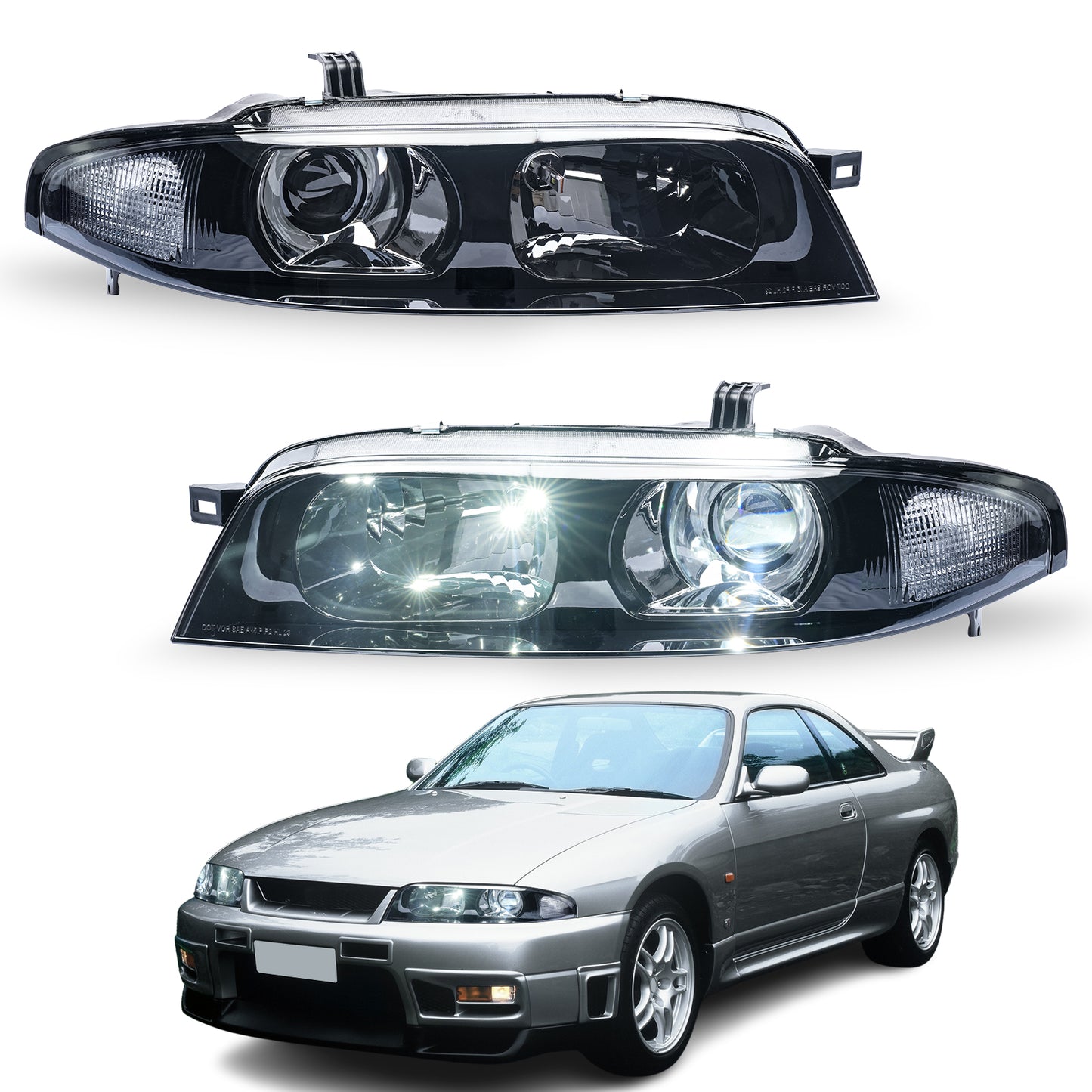 Archaic LED Headlights For Nissan Skyline R33 GTR 1995-1998,w/ Blub
