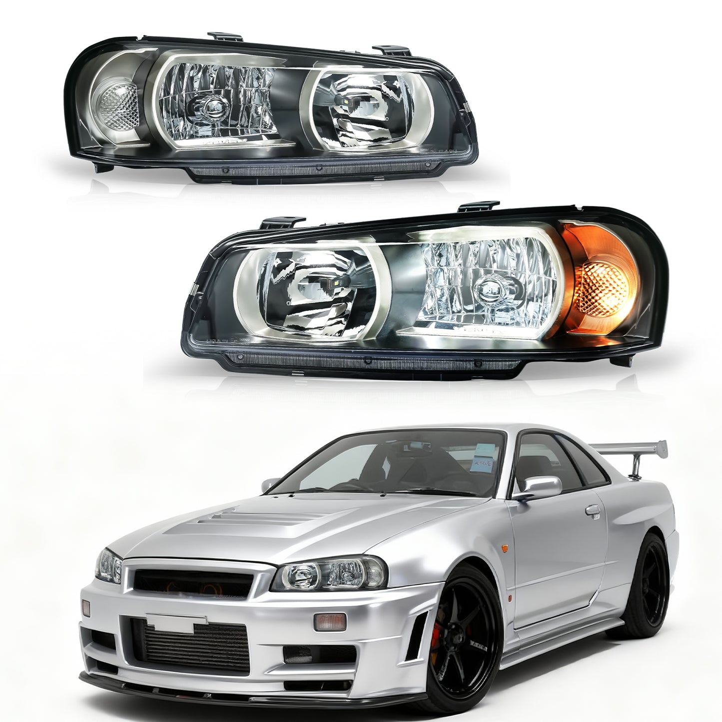 Archaic LED Headlight Assembly For Nissan Skyline R34 GT-R GTT BNR34 ER34 ENR34 HR34 1998-2002