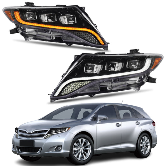 Pair Projector LED Headlight For 2009-2016 Toyota Venza AV10 Headlamp with Startup Animation and Sequential Turn Signal