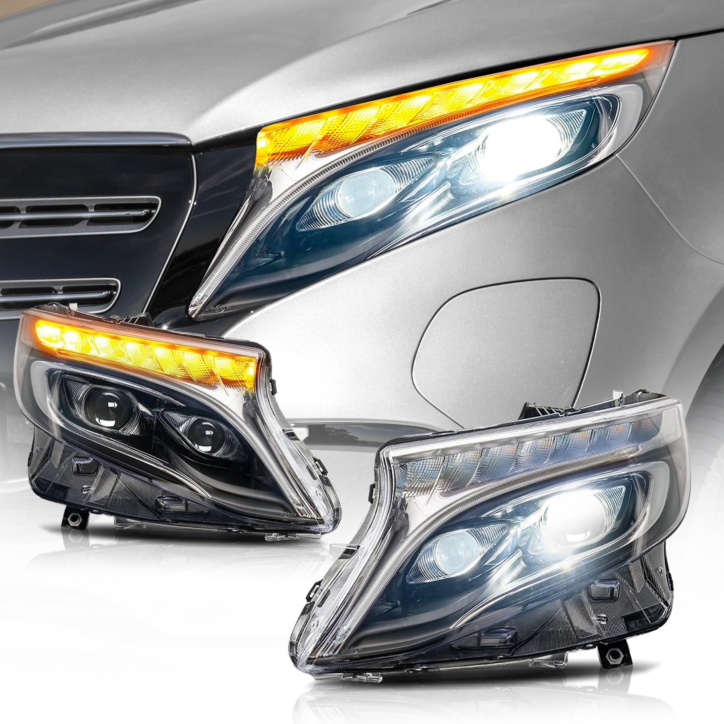 Archaic LED Headlight Assembly For Mercedes-Benz Vito 2016-2020 Sequential Turn Signal