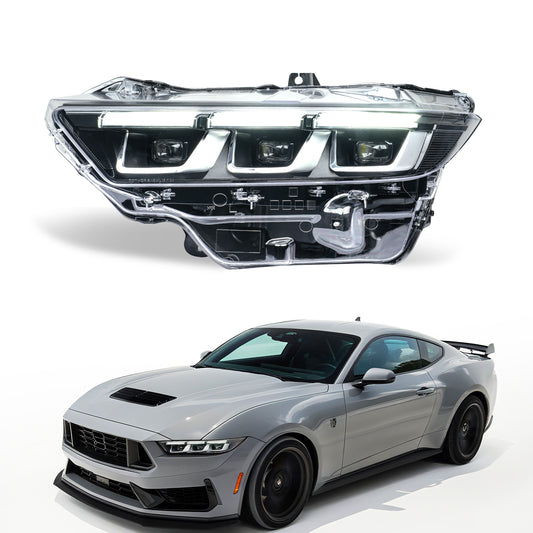 Archaic LED Headlight Assembly For Ford Mustang OE 2024-Present Chrome Black Style