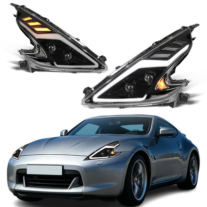 Full LED Headlights Assembly for 2008-2020 Nissan 370Z Fairlady Z34 | Sequential Turn Signal